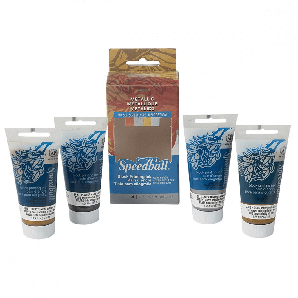 Tinta para xilogravura Speedball 4 cores metálicas 37ml